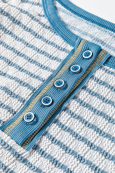 Coastal Stripes Henley Sweater
