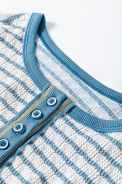 Coastal Stripes Henley Sweater