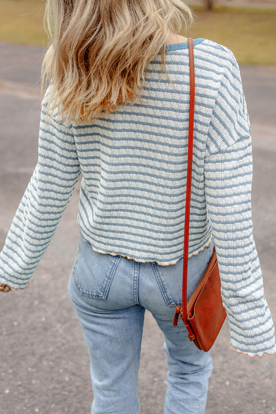 Coastal Stripes Henley Sweater