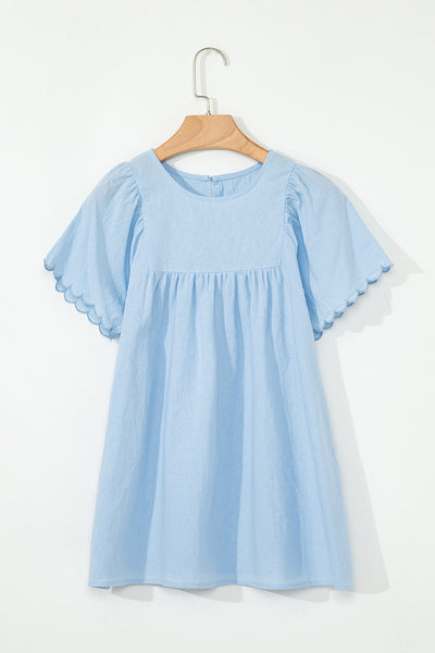 Sky Blue Scallop Flutter Top