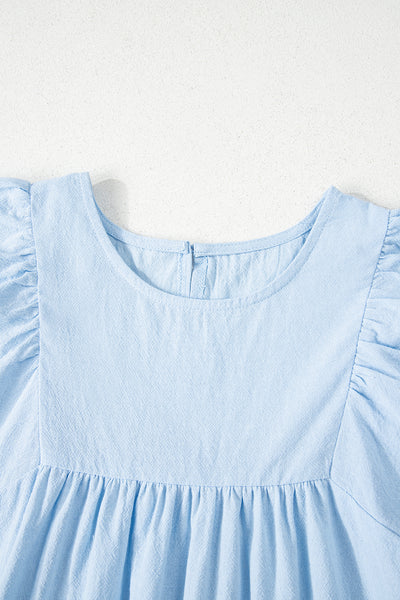 Sky Blue Scallop Flutter Top