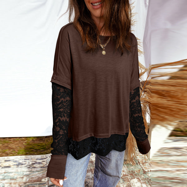 Mocha Noir Lace Layer Top Brown