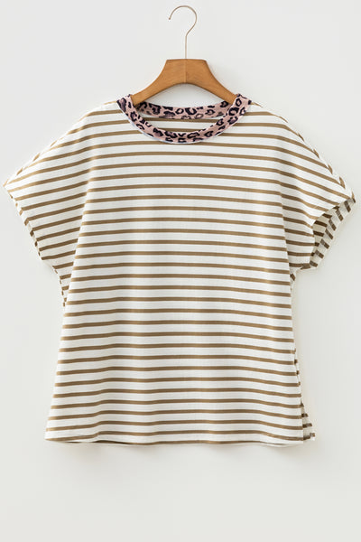 Leopard Trim Stripe Tee
