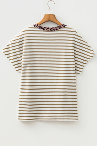 Leopard Trim Stripe Tee