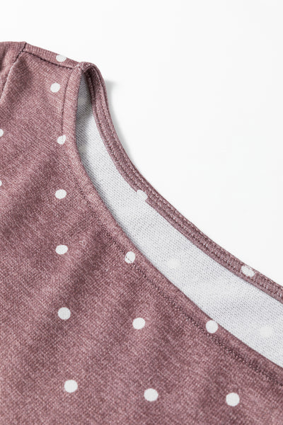 Mocha Dottie Ruched Knit Top