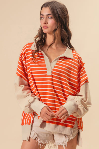 Sunset Stripe Weekend Polo Sweater