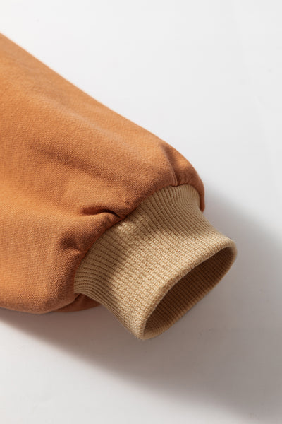 Rust Contrast Lace Sleeve Sweatshirt