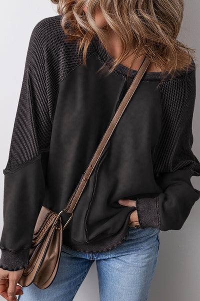 Laidback Contrast Waffle Knit Top