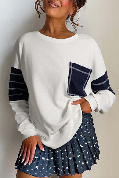 Coastal Stripe Pocket Sweatshirt