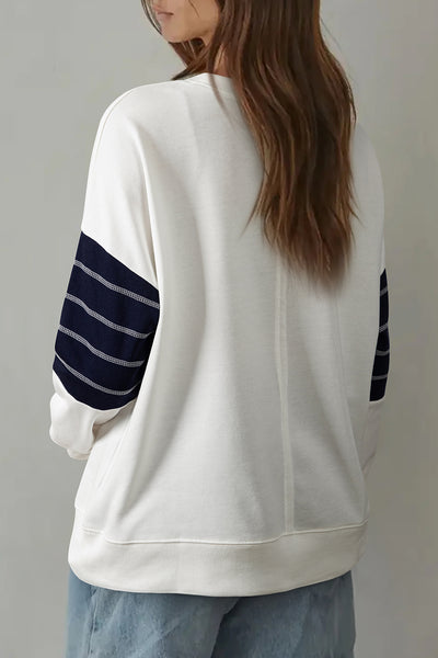 Coastal Stripe Pocket Sweatshirt