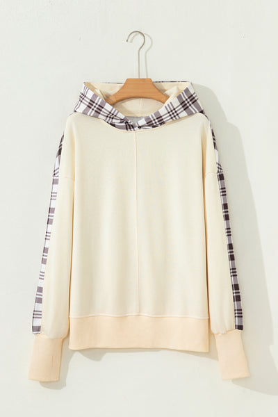 Plaid & Cozy Contrast Hoodie