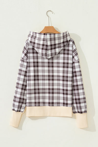 Plaid & Cozy Contrast Hoodie