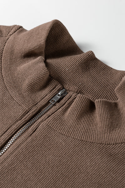 Retro Rib Zip Mockneck Pullover
