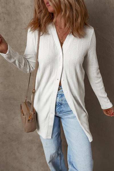 Frost Glow Ribbed Cardigan