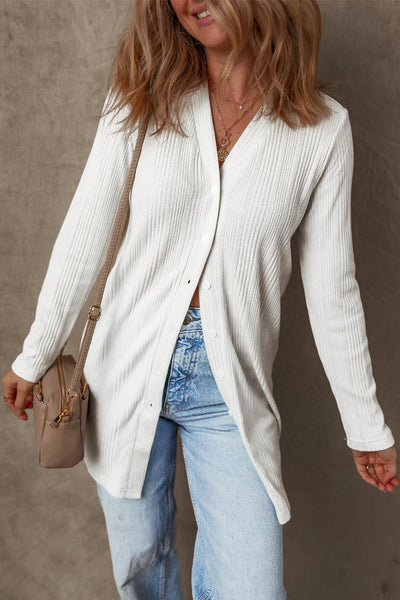 Frost Glow Ribbed Cardigan