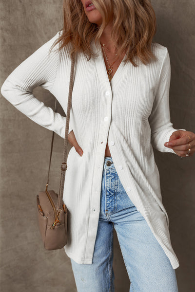Frost Glow Ribbed Cardigan