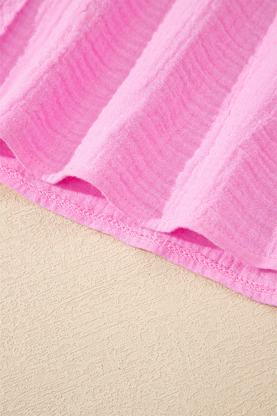 Hot Pink Crinkle Ruffle Shirt