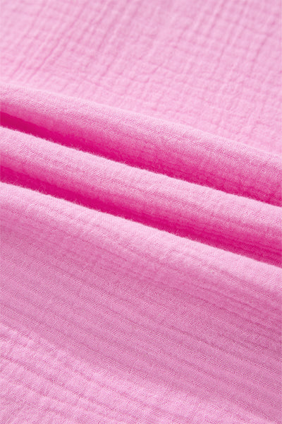 Hot Pink Crinkle Ruffle Shirt