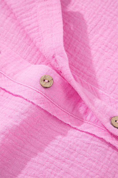 Hot Pink Crinkle Ruffle Shirt