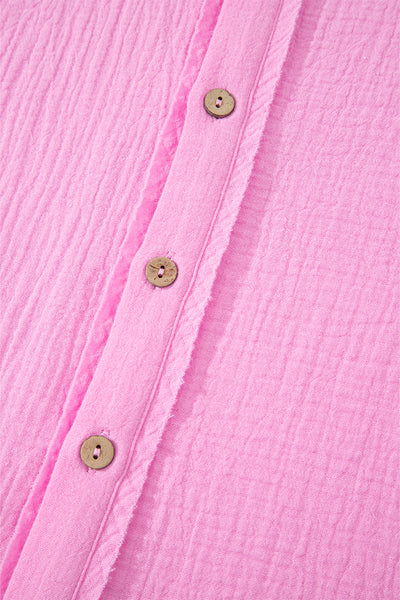 Hot Pink Crinkle Ruffle Shirt