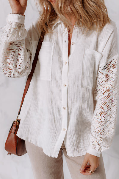 Lace Whisper Button-Up Blouse