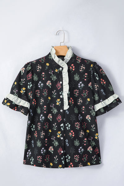 Midnight Wildflower Ruffle Shirt