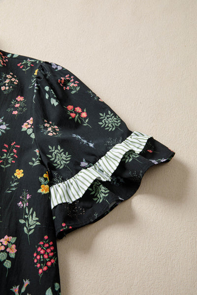 Midnight Wildflower Ruffle Shirt