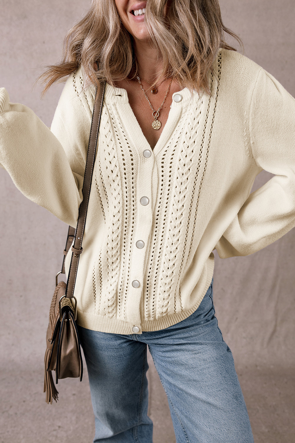 Ivory Glow Cable Cardigan