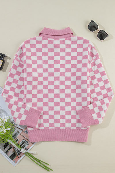Sweet Checkmate Polo Sweater