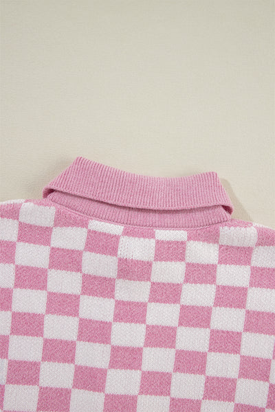 Sweet Checkmate Polo Sweater