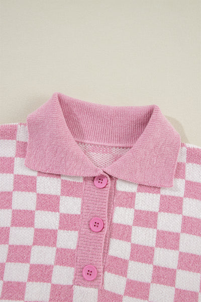 Sweet Checkmate Polo Sweater