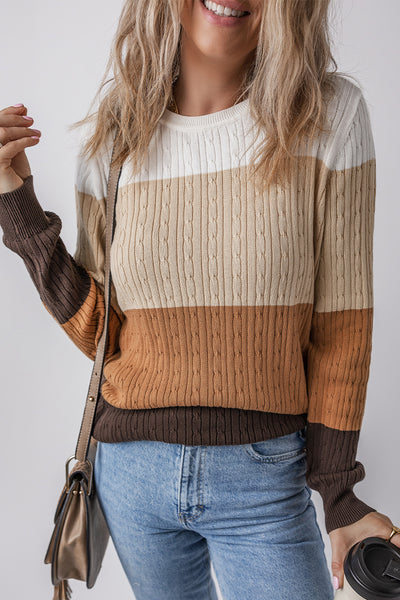 Autumn Horizon Cable Knit Sweater