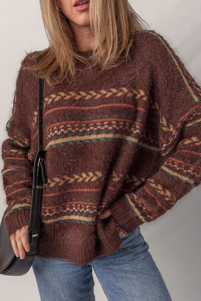 Cozy Fair Isle Fuzzy Knit Sweater