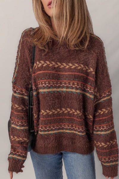 Cozy Fair Isle Fuzzy Knit Sweater