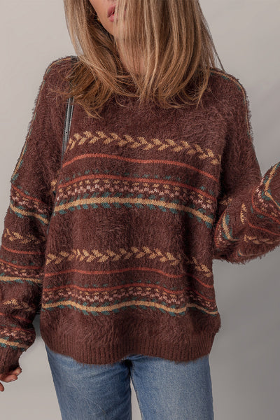 Cozy Fair Isle Fuzzy Knit Sweater