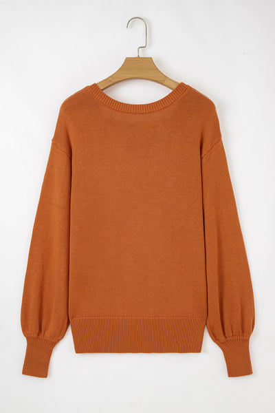 Autumn Ribbon-Back Knit Sweater
