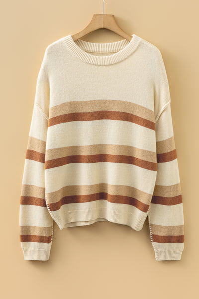 Caramel Drift Striped Sweater