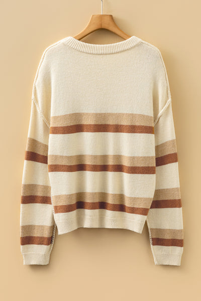 Caramel Drift Striped Sweater