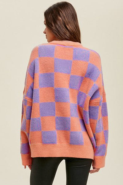 Sunset Pop Checker Sweater