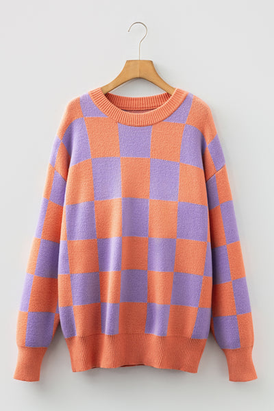 Sunset Pop Checker Sweater