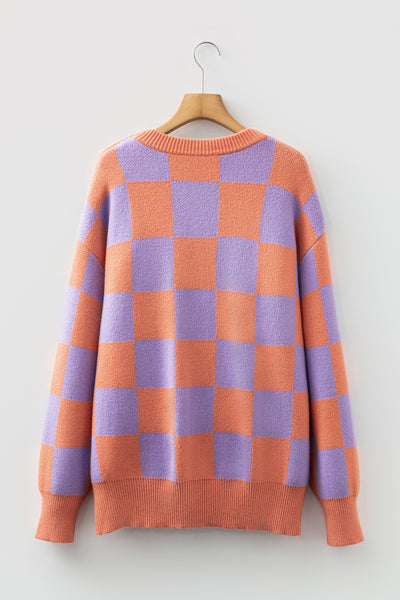 Sunset Pop Checker Sweater
