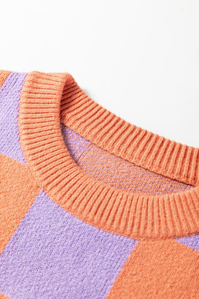 Sunset Pop Checker Sweater