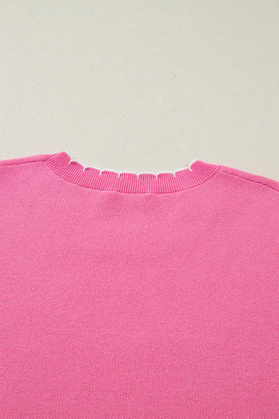 Magenta Scallop Bow Sweater