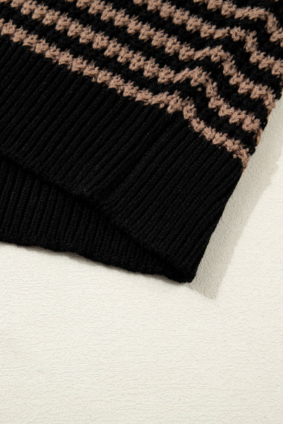 Mocha Houndstooth Crochet Poncho Sweater