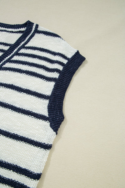 Navy Horizon Striped Vest