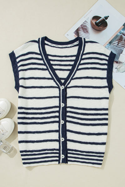 Navy Horizon Striped Vest