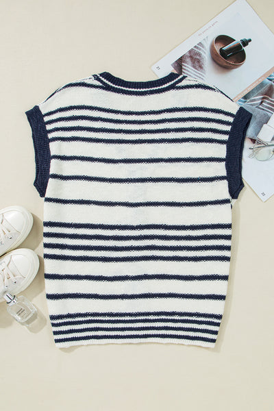 Navy Horizon Striped Vest
