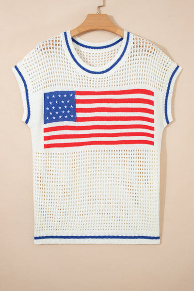 Patriotic Open-Knit Flag Sweater