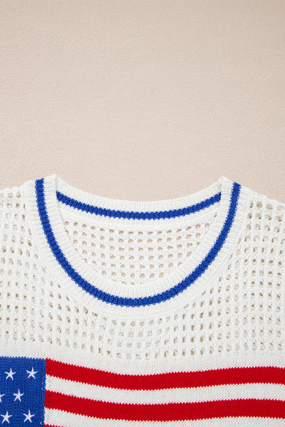 Patriotic Open-Knit Flag Sweater