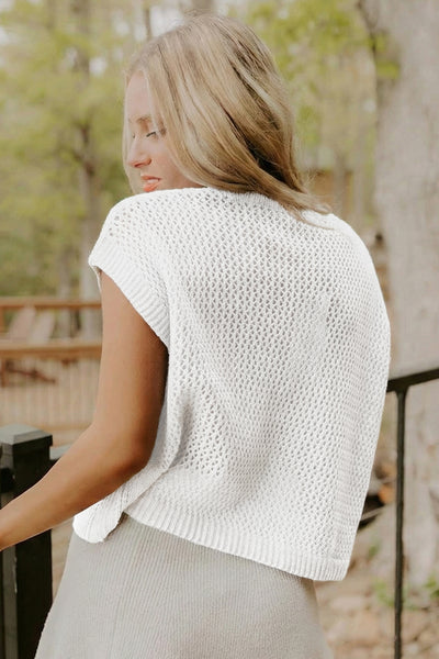 American Flag Open-Knit Cropped Vest